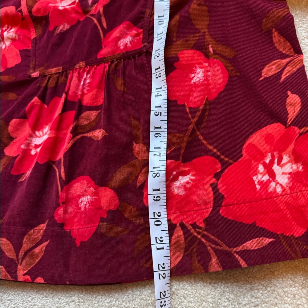 Sonoma Womens Corduroy Fall Floral Popover Top Boho Peasant Prairie Size PM - Picture 4 of 10